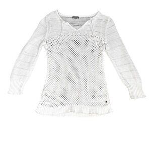 Eddie Bauer Open Knit Sweater Pullover White Size S